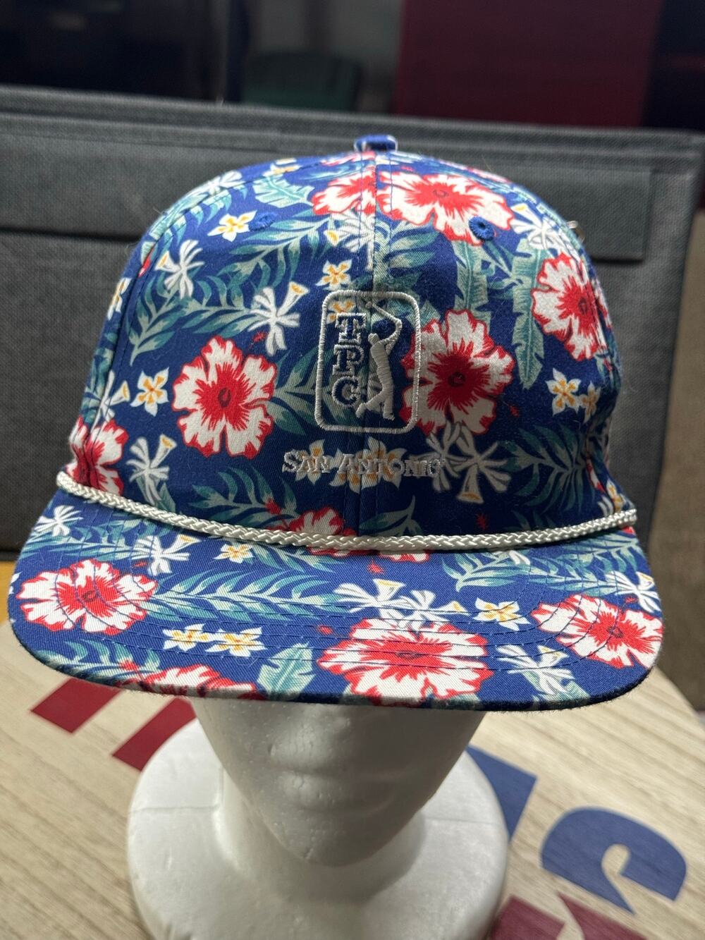 TPC San Antonio Floral Snapback Hat PGA Golf Blue Hawaiian Rope Cap Adjustable